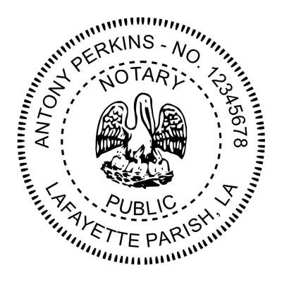 Louisiana Notary Round Seal Impression in black ink - Choose Stamp or Embosser