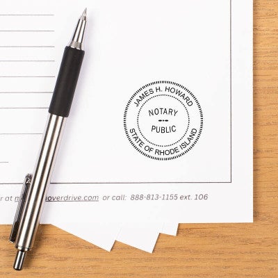 Official document marked with notary stamp