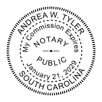 South Carolina Round Notary Seal in black ink - available as a stamp or an embosser
