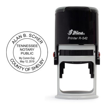 The impression measures 1.25" in diameter on the Shiny R-532 that comes with the Tennessee Round Notary Seal