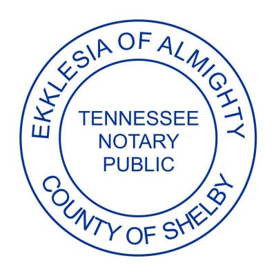 Tennessee without Date Round Notary Seal impression in blue ink