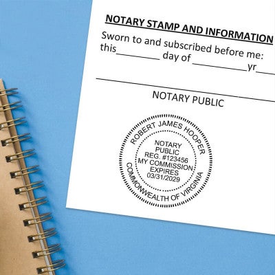 Close-up of notary seal stamped on sworn affidavit