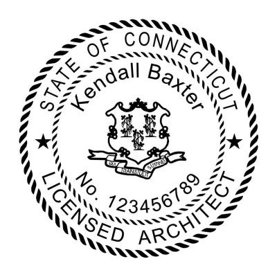 State of Connecticut licensed architect seal.