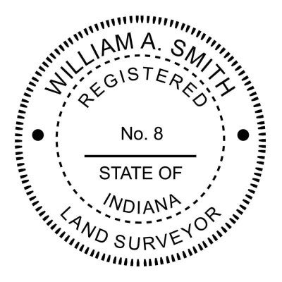 A close-up on the State of Indiana Land Surveyor Seal