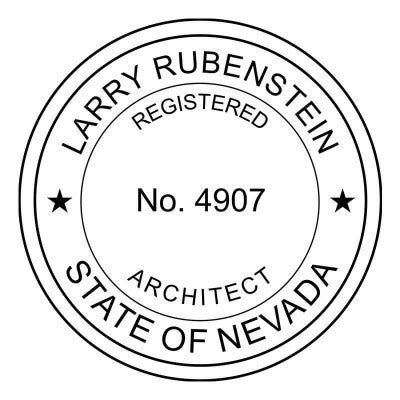 A close-up of the State of Nevada Architect stamp impression
