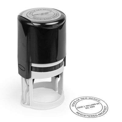 The State of New Mexico Architect Seal impression and a self-inking stamp on paper