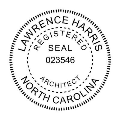 North Carolina architect seal design with custom name and license number. 
