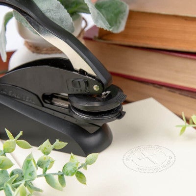 Desk Seal Embosser with cross imprint