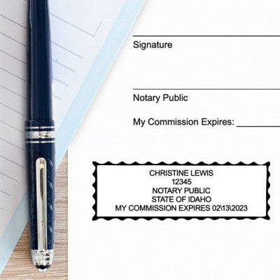 Example of impression next to pen and paper