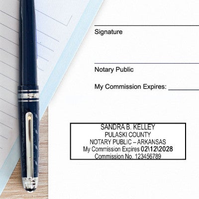 Example of Arkansas Notary Pink Stamp Impression on Paper
