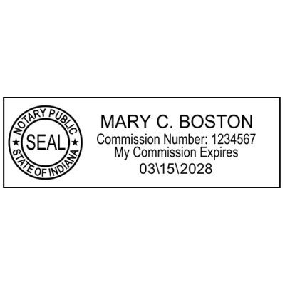 Indiana Notary Pink Stamp - Rectangle