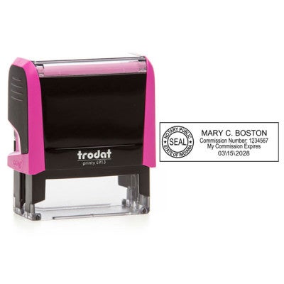 Indiana Notary Pink Stamp - Rectangle