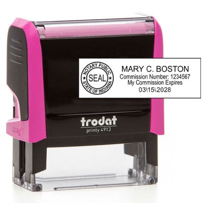 Indiana Notary Pink Stamp - Rectangle