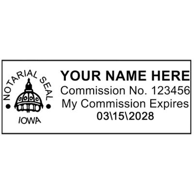 Impression of the Iowa Notary Pink Stamp - Rectangle