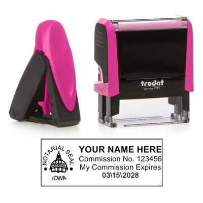 Choose either a self-inking or pocket stamp for the Iowa Notary Pink Stamp - Rectangle