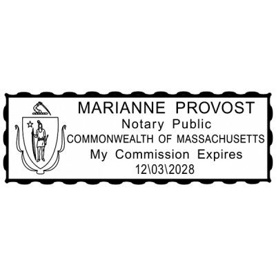 Impression only of Massachusetts Notary Pink Stamp - Rectangle