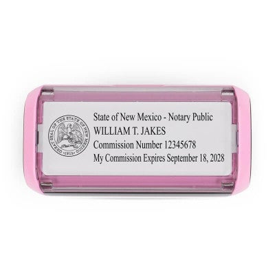 Top View of the New Mexico Pink Rectangle Notary Stamp