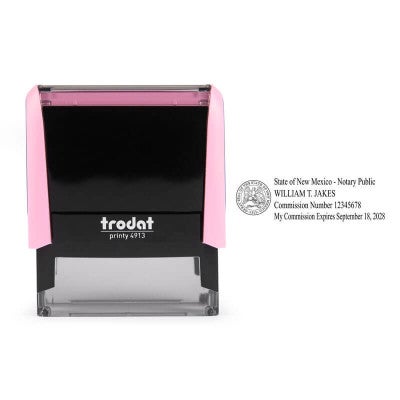 New Mexico Pink Rectangle Notary Stamp Next to the Impression