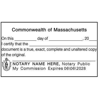 Impression only of Massachusetts CERTIFIED TRUE COPY Notary Stamp