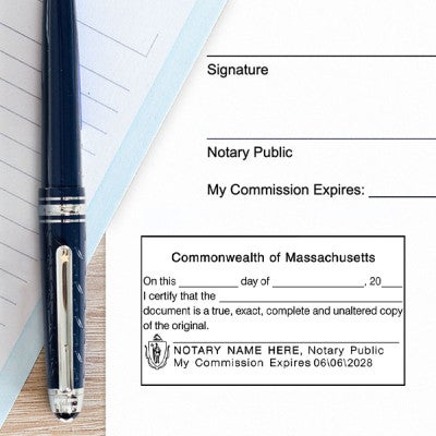 Example of Massachusetts CERTIFIED TRUE COPY Notary Stamp impression on paper