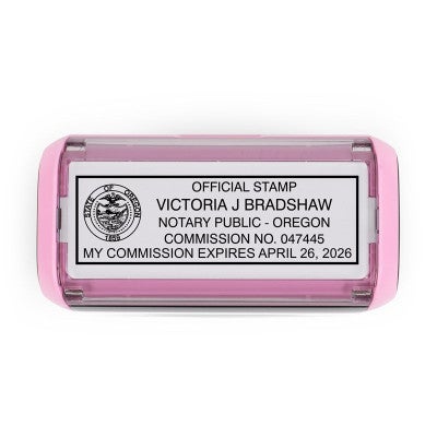 Oregon Notary Pink Stamp Top View of Index Label
