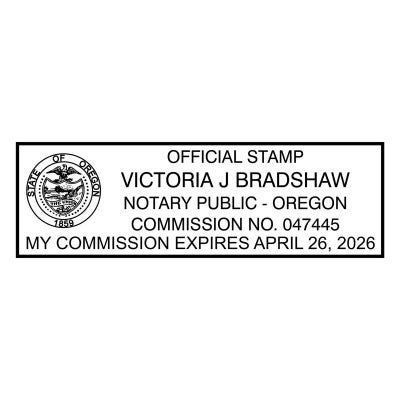 Oregon Notary Pink Stamp - Rectangle Imprint Example