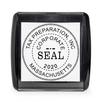 Overhead view of the Corporate Seal Stamp with Year