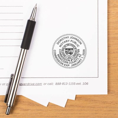 Arizona stamp impression on white paper.