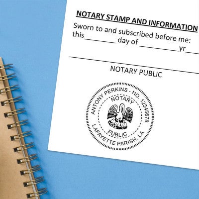 Louisiana notary stamp impression on sworn statement sheet