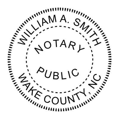Impression of the North Carolina Notary Round Stamp in black ink