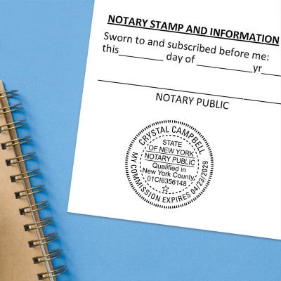 Round notary stamp mark centered on affidavit