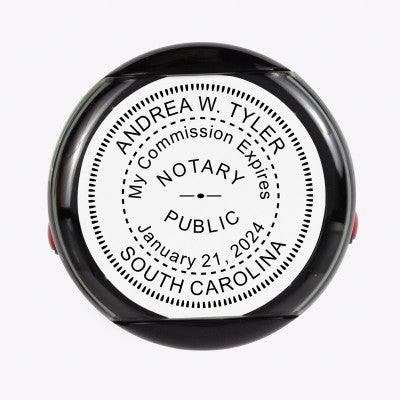 Overhead view of the South Carolina Notary With Expiration Date Round Stamp