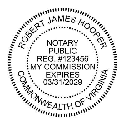 Impression image of the Virginia Round Notary Stamp in black ink