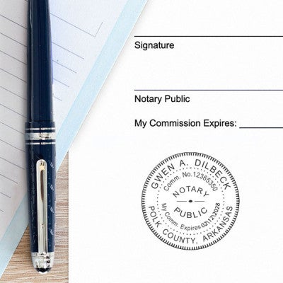Example of Arkansas Notary Pink Stamp  on Paper