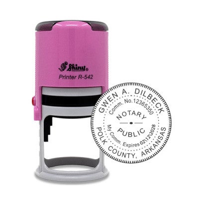 Arkansas Notary Pink Stamp Body and Impression