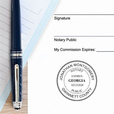 Georgia Notary with Expiration Date Pink Stamp - Round Example