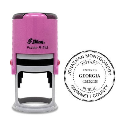 Georgia Notary with Expiration Date Pink Stamp - Round