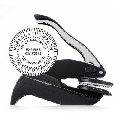 Delaware Notary Public Round Seal Embosser and Impression