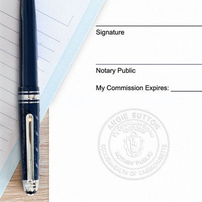 Massachusetts Notary Round Seal Embosser Impression on Paper