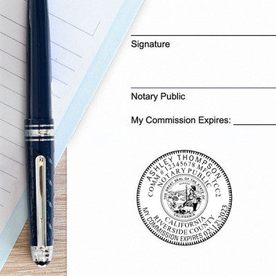 Example of California Notary Pink Seal Embosser - Round