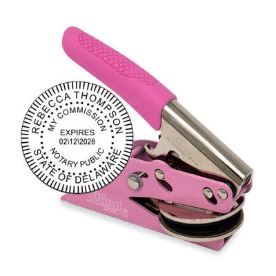 Delaware Notary Pink Seal Embosser - Round Impression