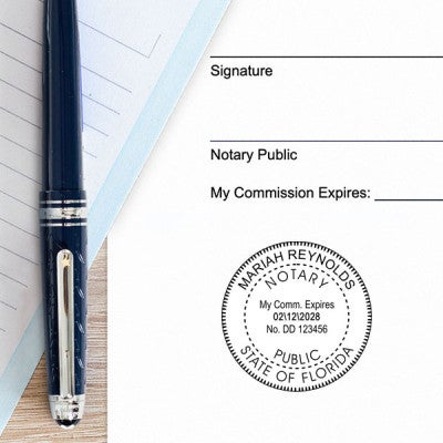 Florida Notary Pink Seal Embosser - Round Impression on Paper
