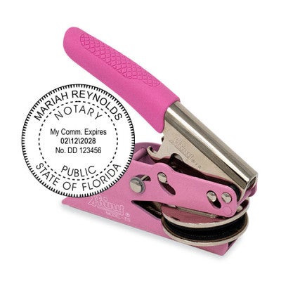 Florida Notary Pink Seal Embosser - Round Impression and Body