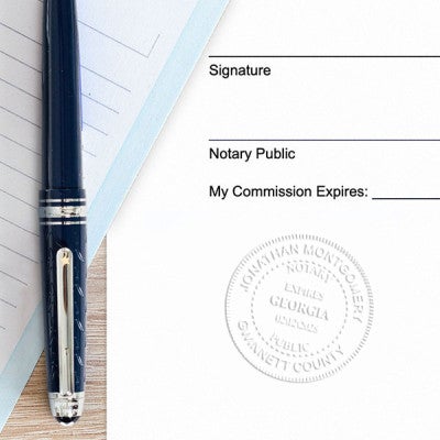 Example of Georgia Notary with Expiration Date Pink Seal Embosser - Round impression on paper