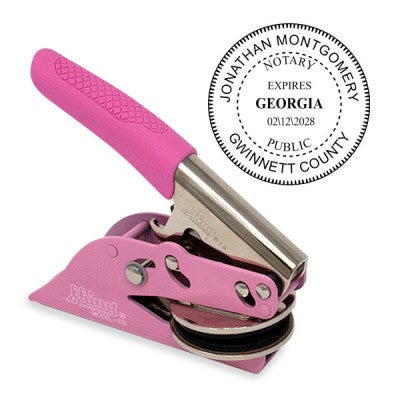 Georgia Notary with Expiration Date Pink Seal Embosser - Round