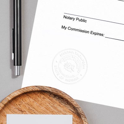 Example of Indiana Notary Pink Seal Embosser - Round on Paper