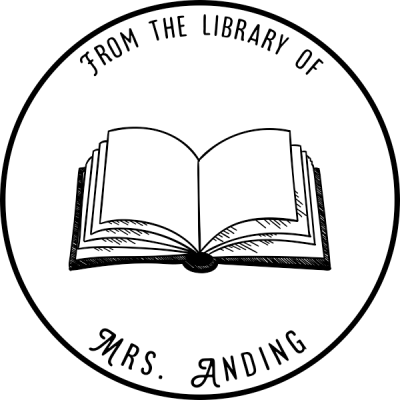 Round Open Book Library Stamp