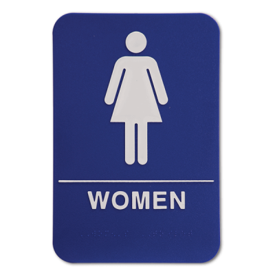 Blue ADA Braille Women's Restroom Sign