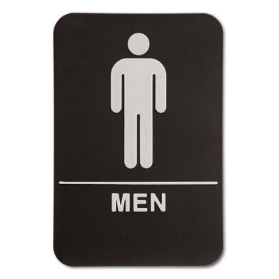Black Men's ADA Braille Restroom Sign