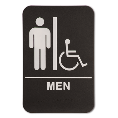 Black Men's Handicap ADA Braille Restroom Sign